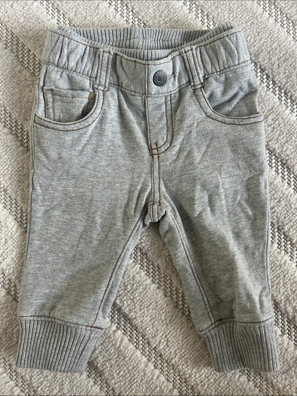 GAP Light Grey Rib-Knit Jogger Pants for Kids